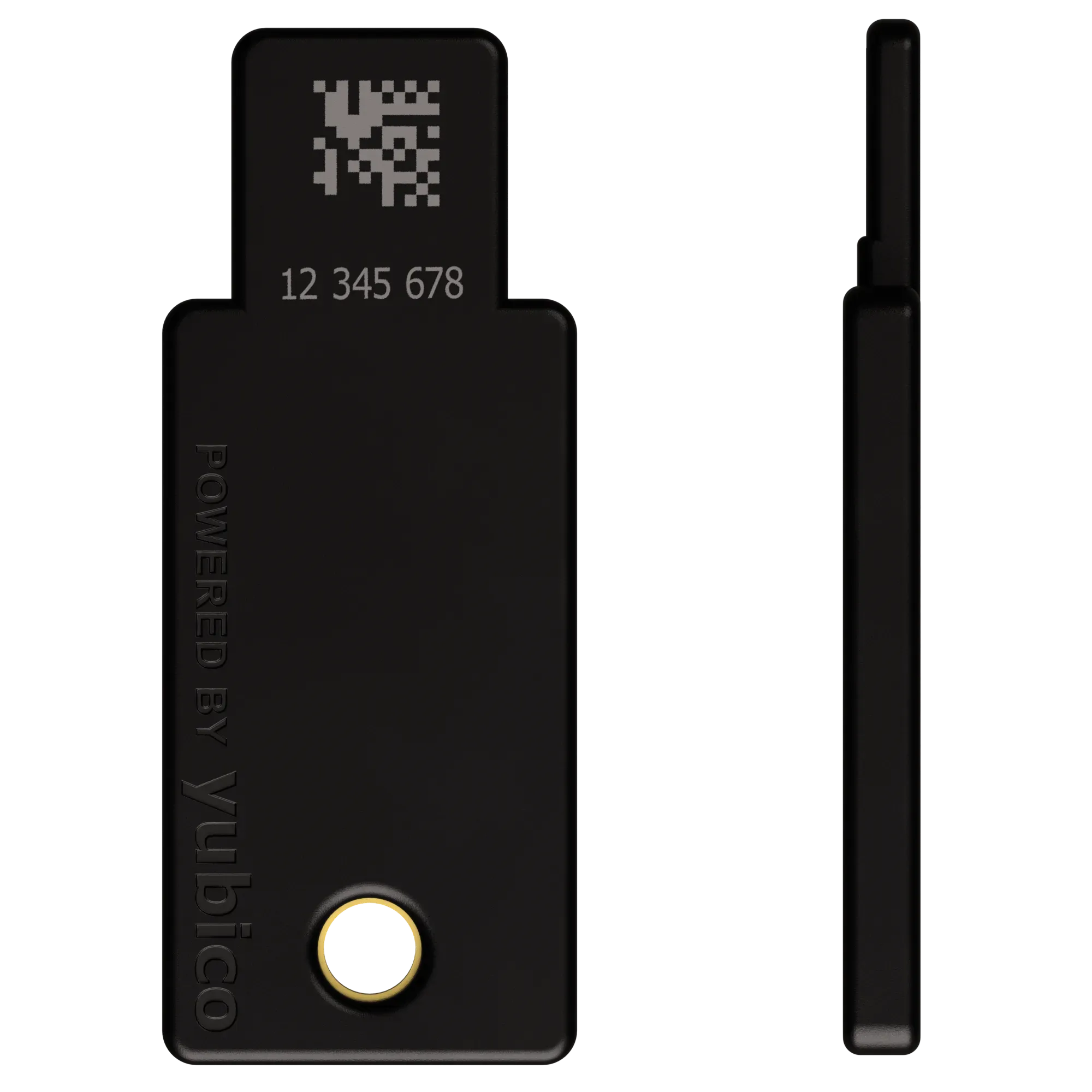YubiKey 5 NFC USB-A vue de dos avec numéro de série et vue de profil