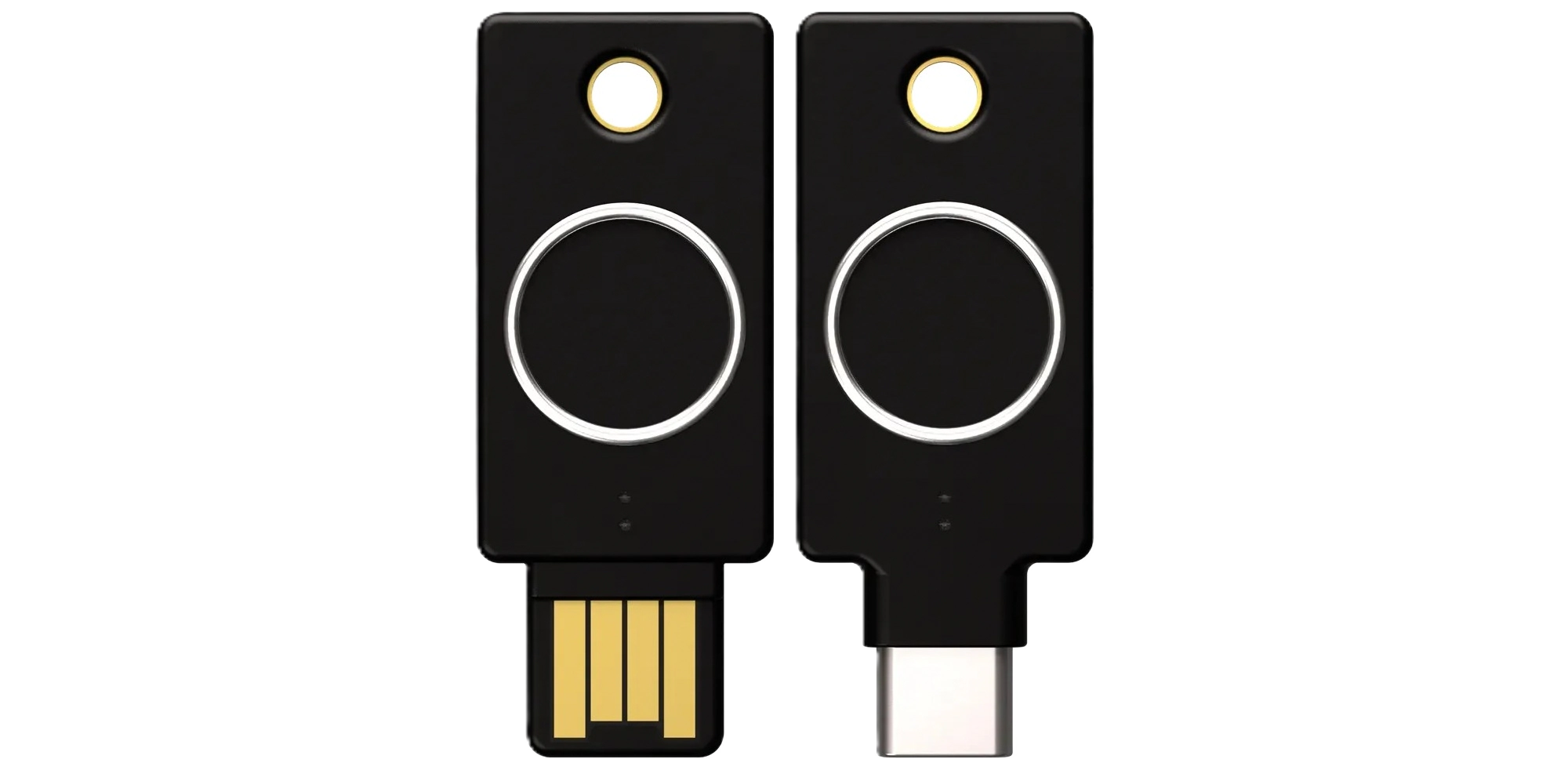 photographie des yubikey bio series presentant la gamme de gauche à droite : yubikey bio series, yubikey C bio series