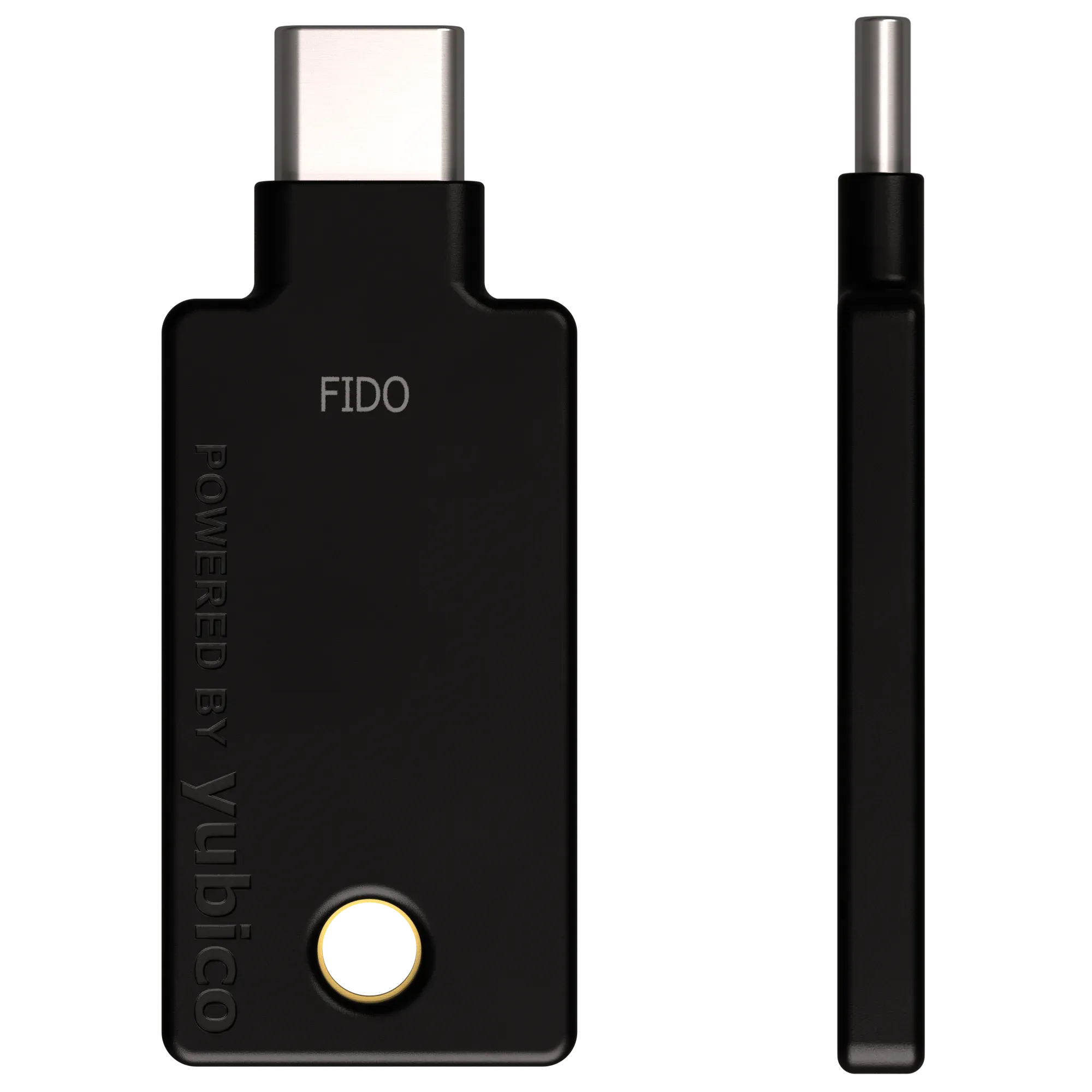 Security Key C NFC USB-C vue de dos avec marquage FIDO et vue de profil
