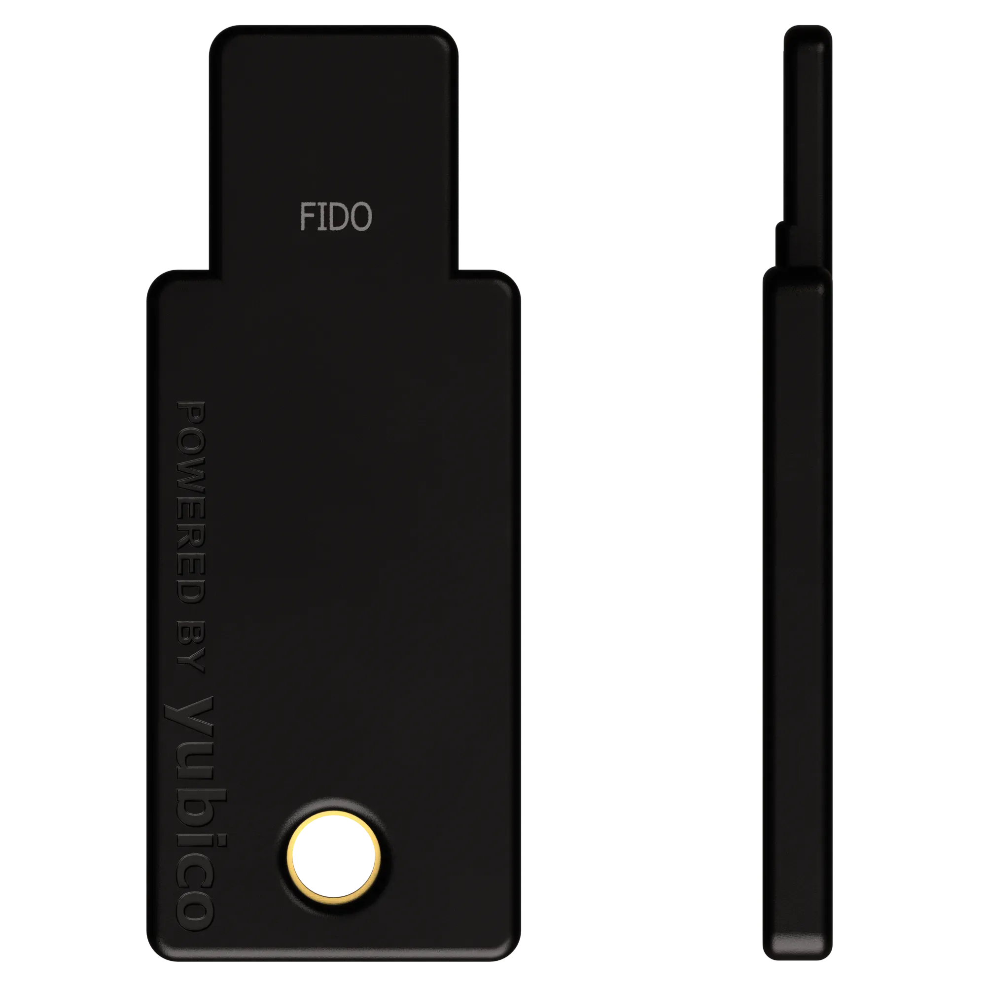 Security Key NFC USB-A vue de dos avec marquage FIDO et vue de profil
