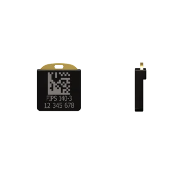 YubiKey 5 Nano FIPS 140-3 vue de dos avec gravure FIPS 140-3 et numéro de série, et vue de profil