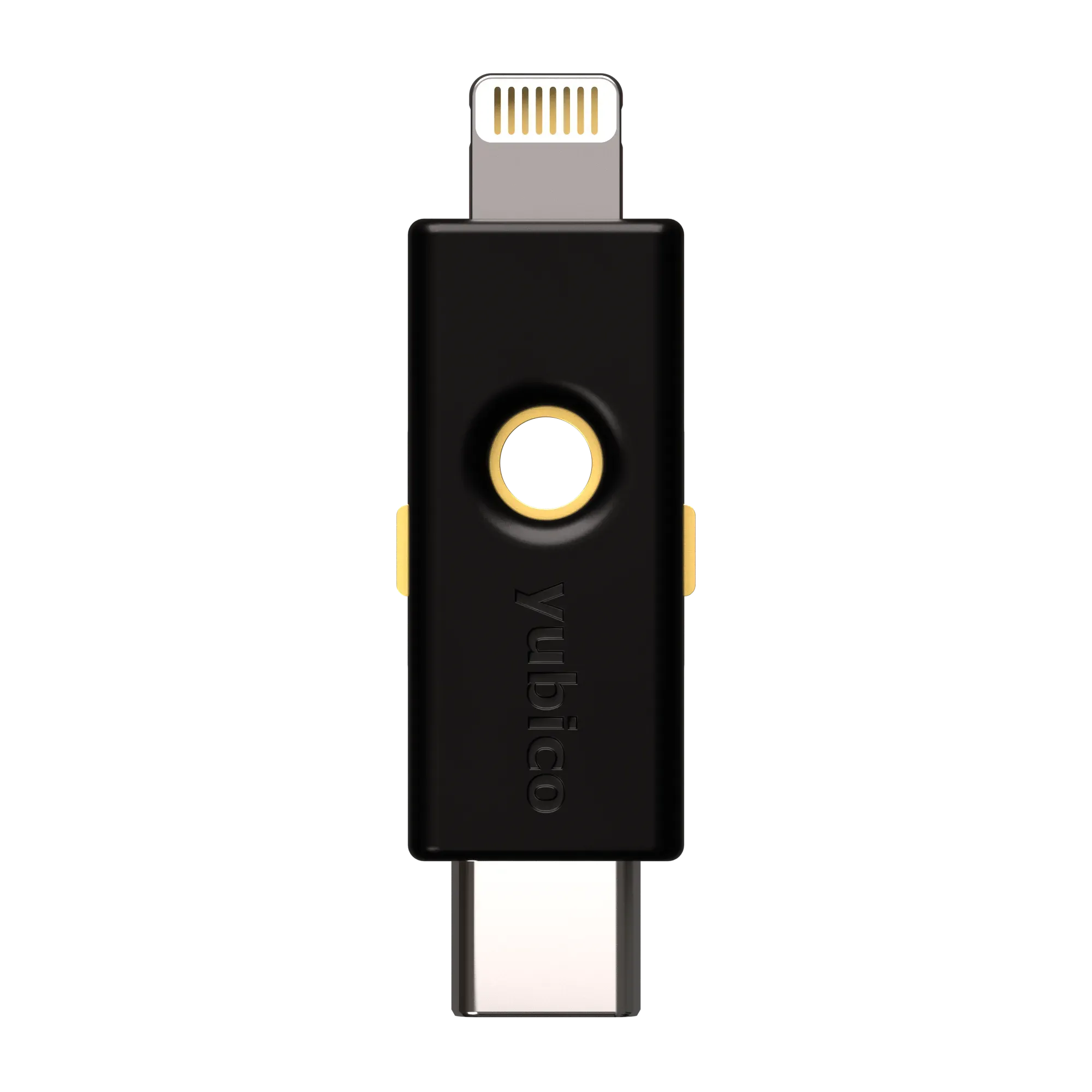 YubiKey 5Ci FIPS 140-3 vue de face, connecteur Lightning en haut et USB-C en bas